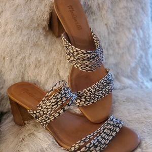 Madewell Cream Snake Meg Leather Sandal